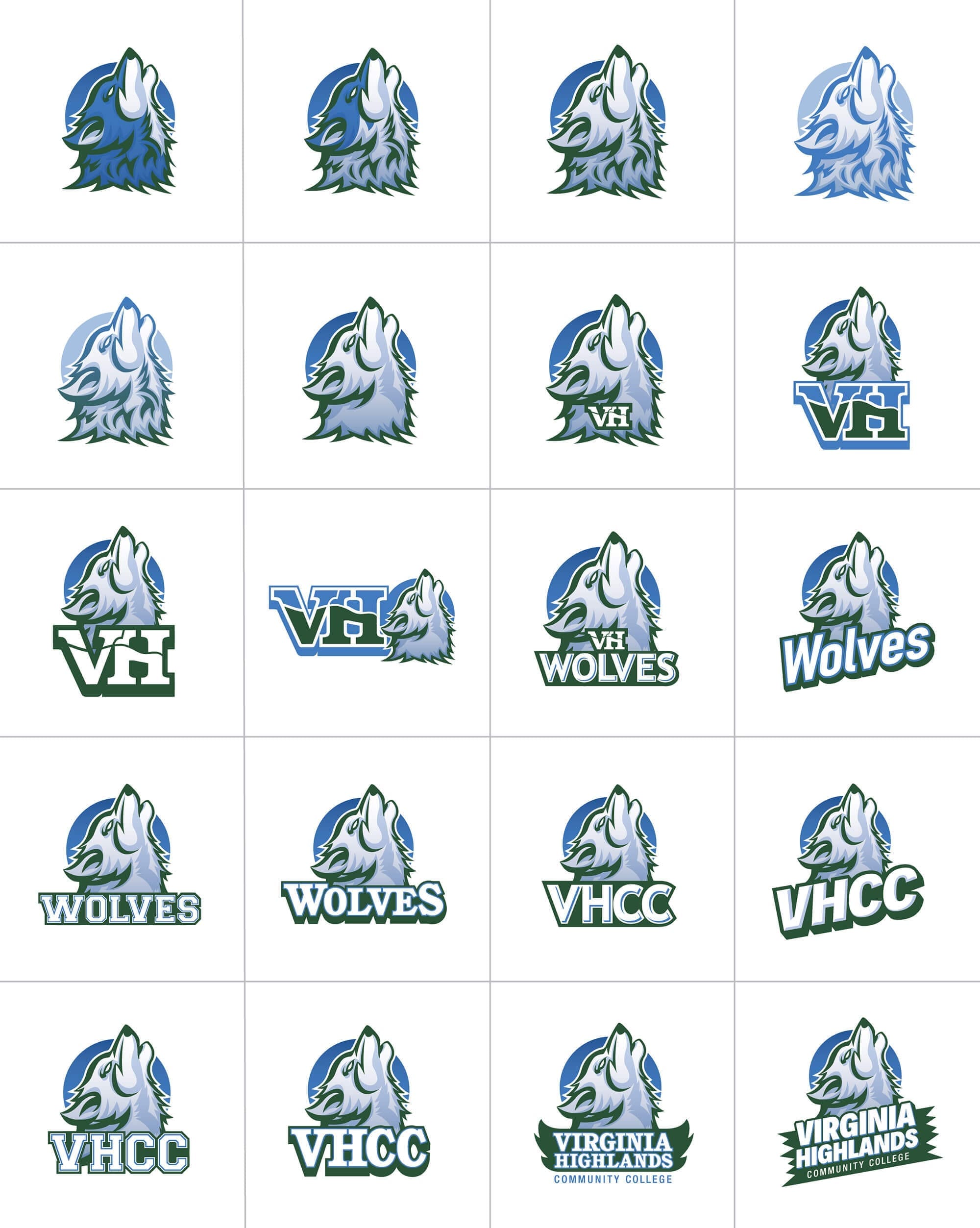 Virginia Highlands Community College Wolf Logo 5 Logo Grid