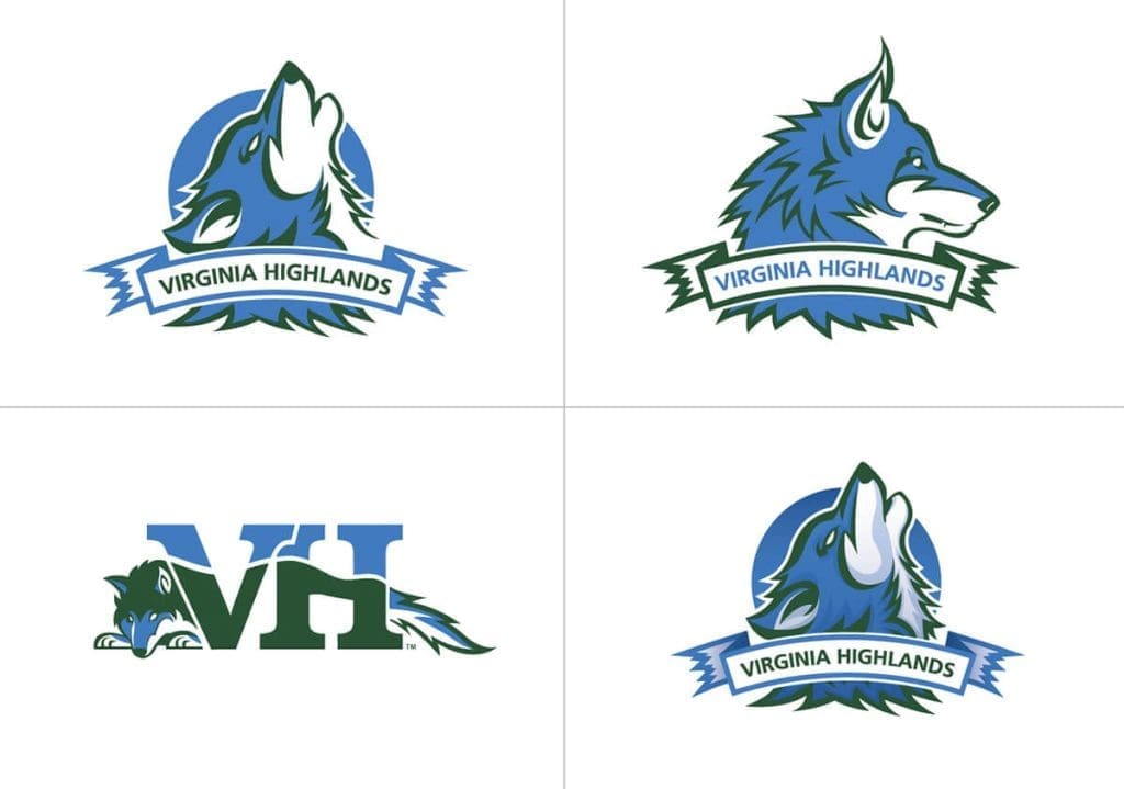 Virginia Highlands Community College Wolf Logo 4 initial wolves